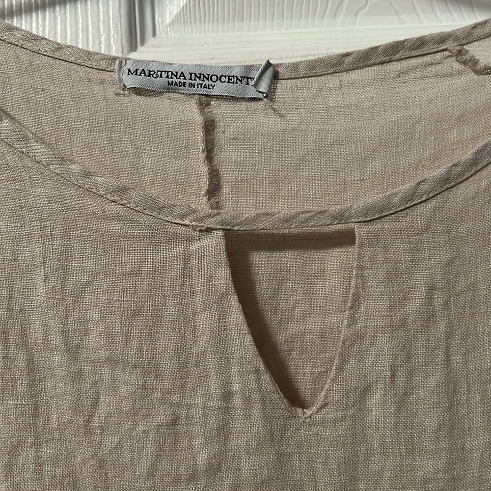 NWT Made in Italy Women's Linen cream dress embroidered flowers.High Quality. - Picture 6 of 6
